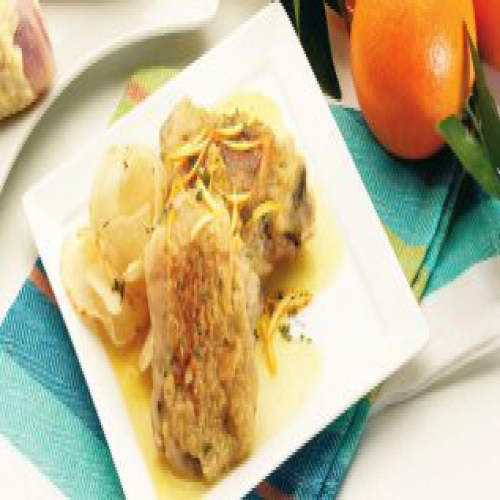  Pollo con naranja y cebolla